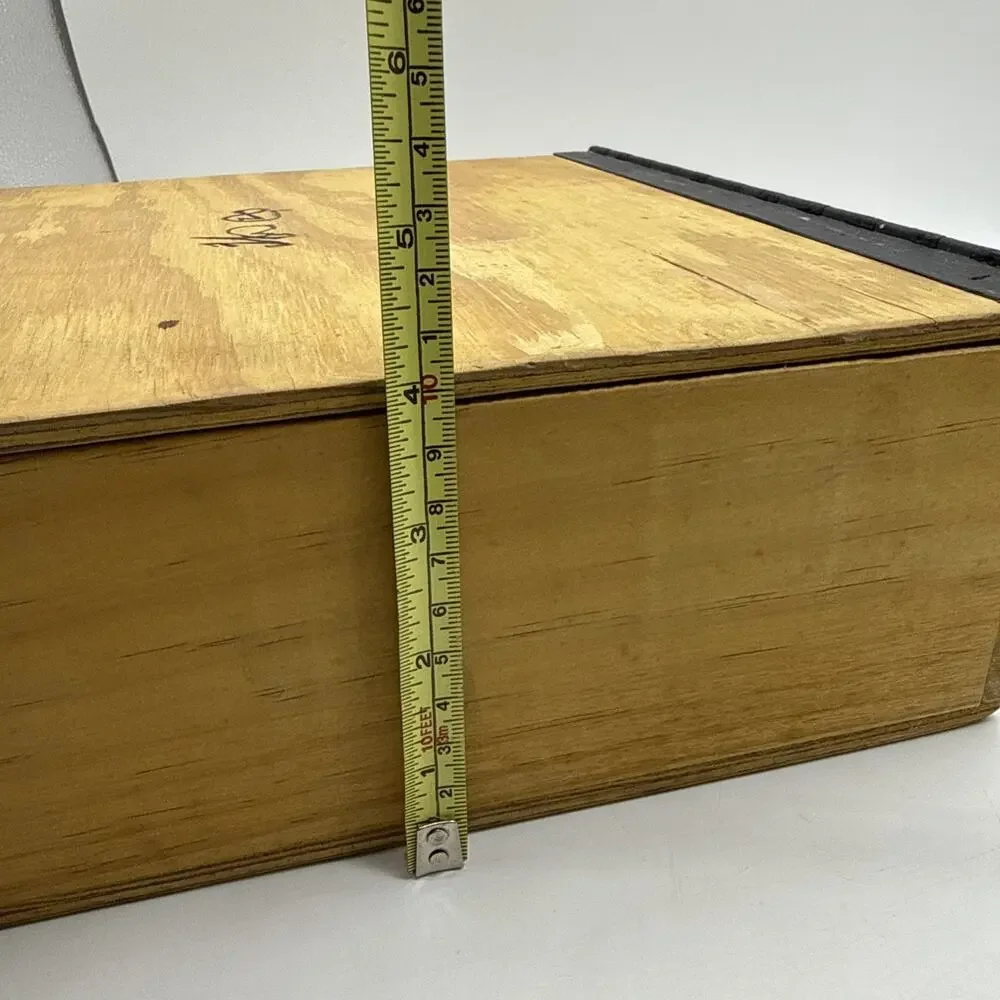 Homemade Vintage Hinged Wooden Pie Box Signed, Burned Wood Initials - Date?